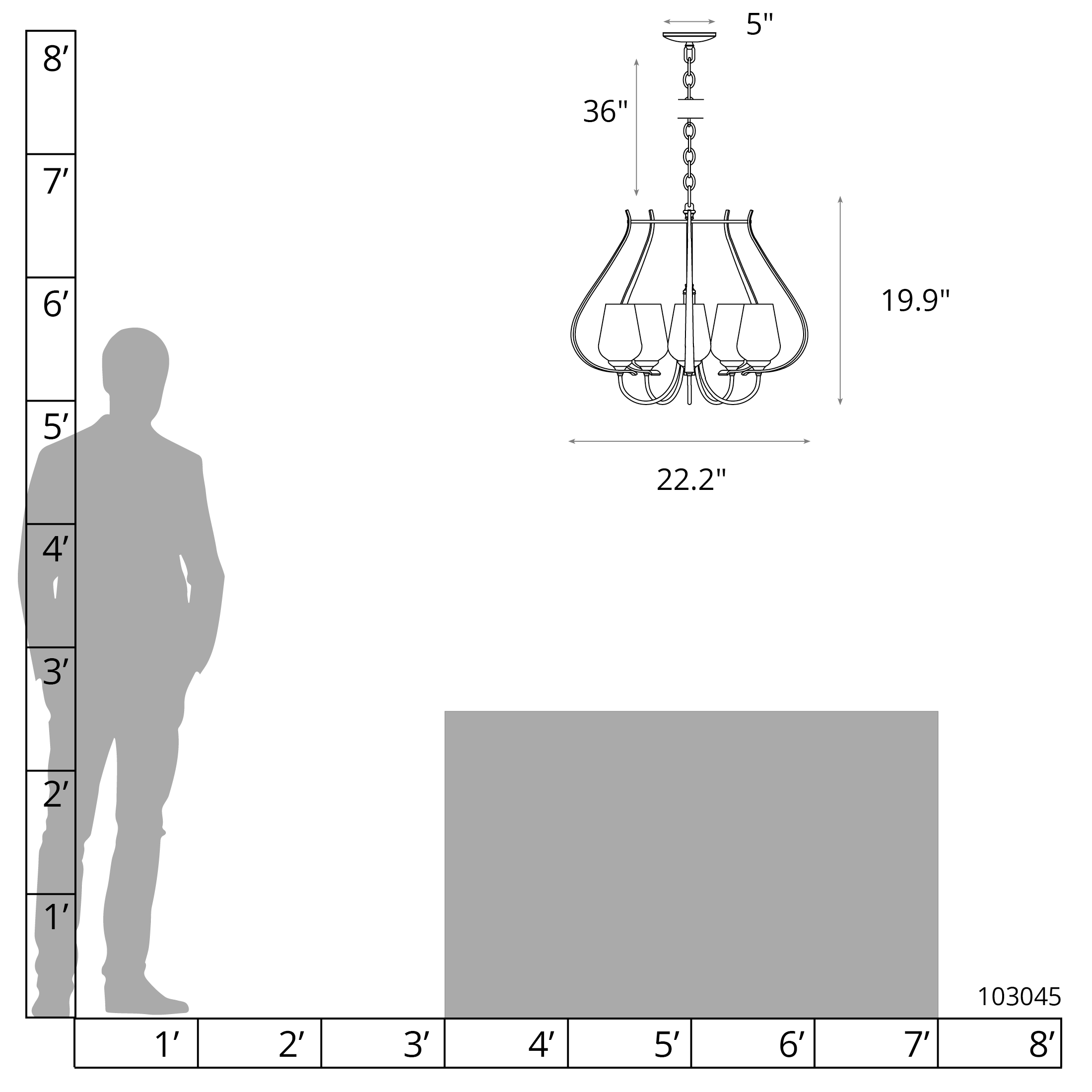 Flora 5 Arm Chandelier | by Hubbardton Forge | 103045