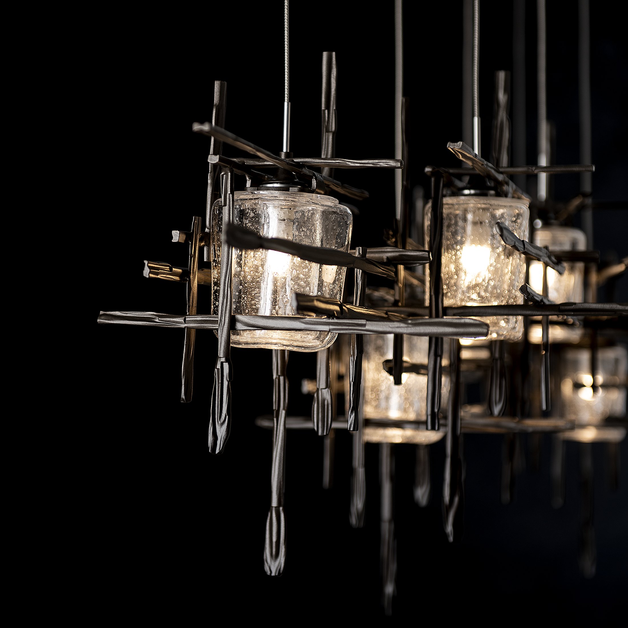 ライト・ランタン glass-roots Tura 7-Light Seeded Glass Pendant | by Hubbardton Forge | 131095