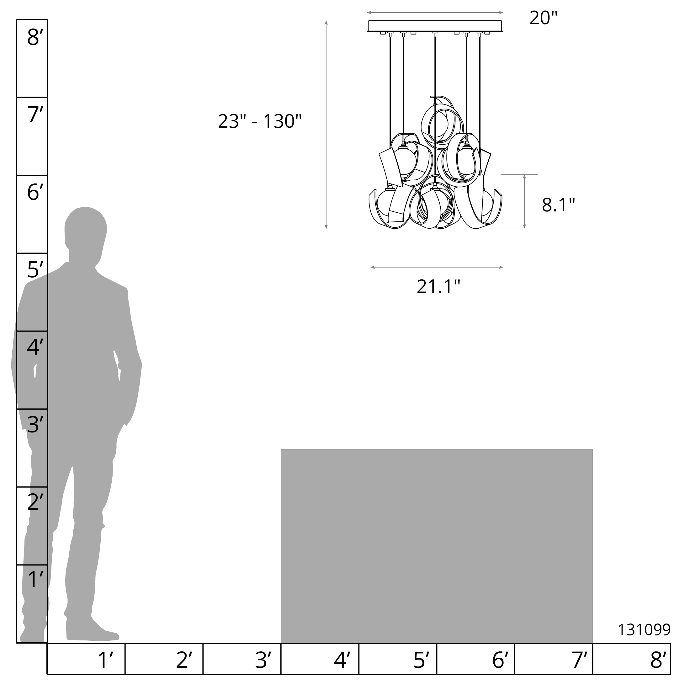 Riza 9-Light Pendant | by Hubbardton Forge | 131099
