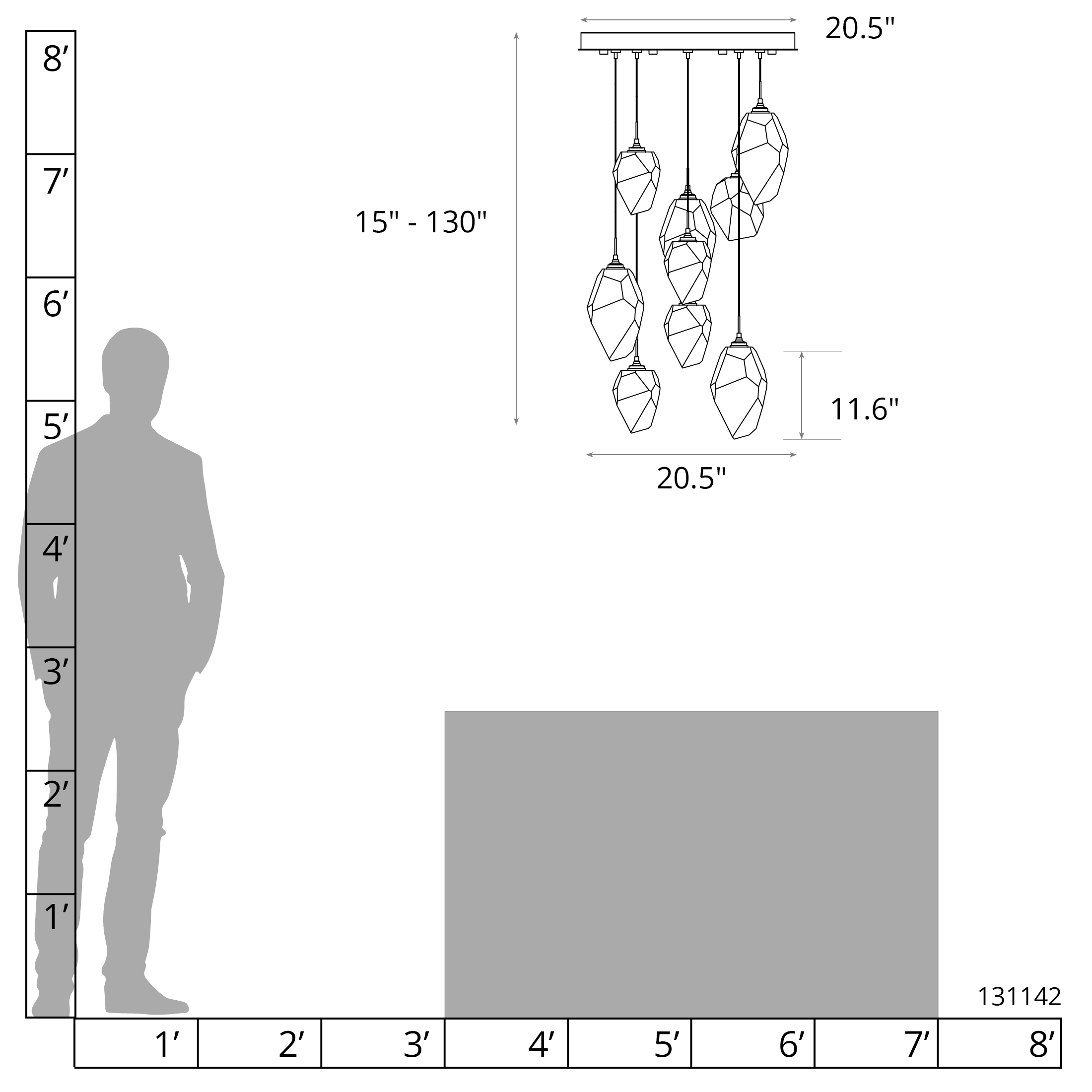 Chrysalis 9-Light Mixed Crystal Pendant | by Hubbardton Forge | 131142