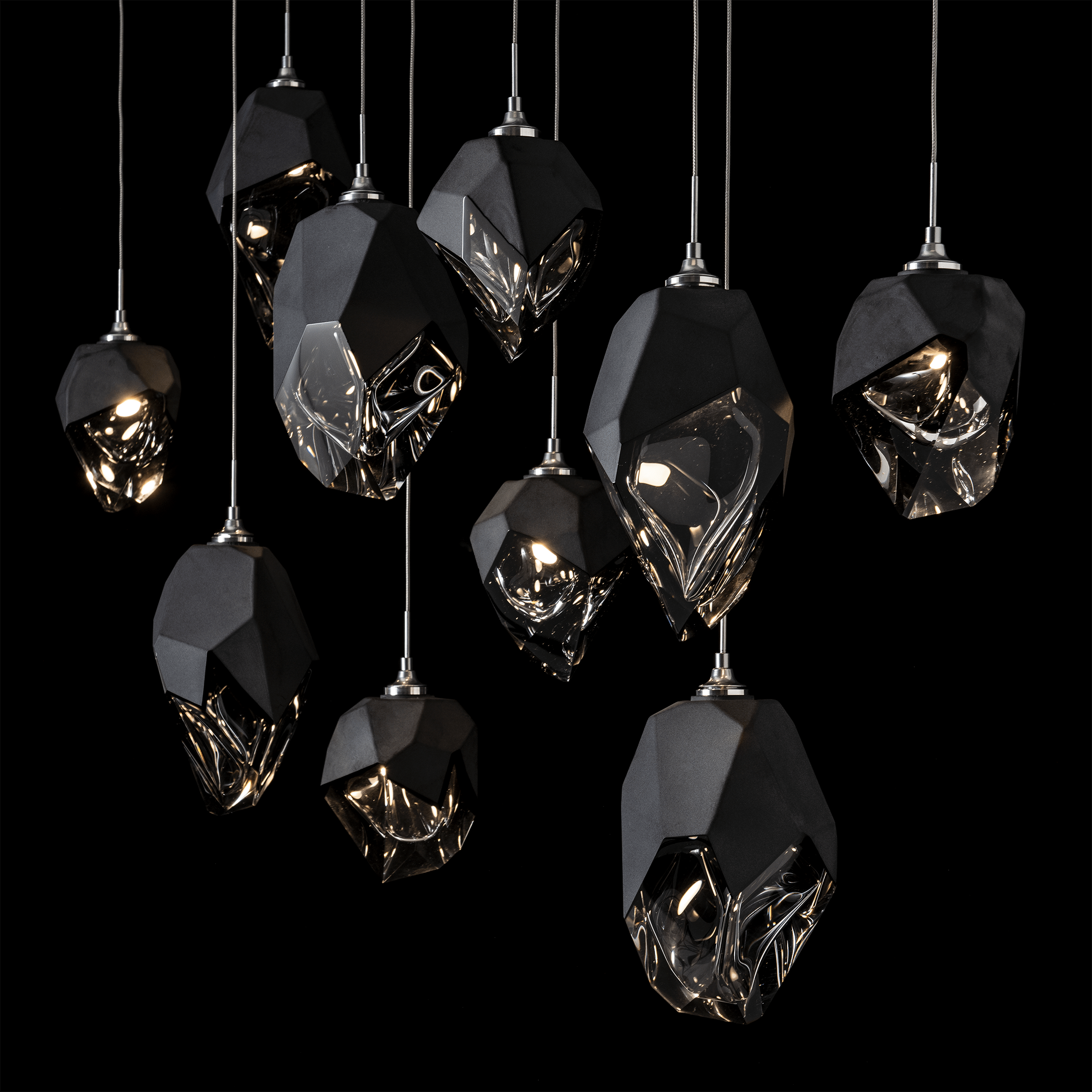Chrysalis 10-Light Mixed Crystal Pendant | by Hubbardton Forge