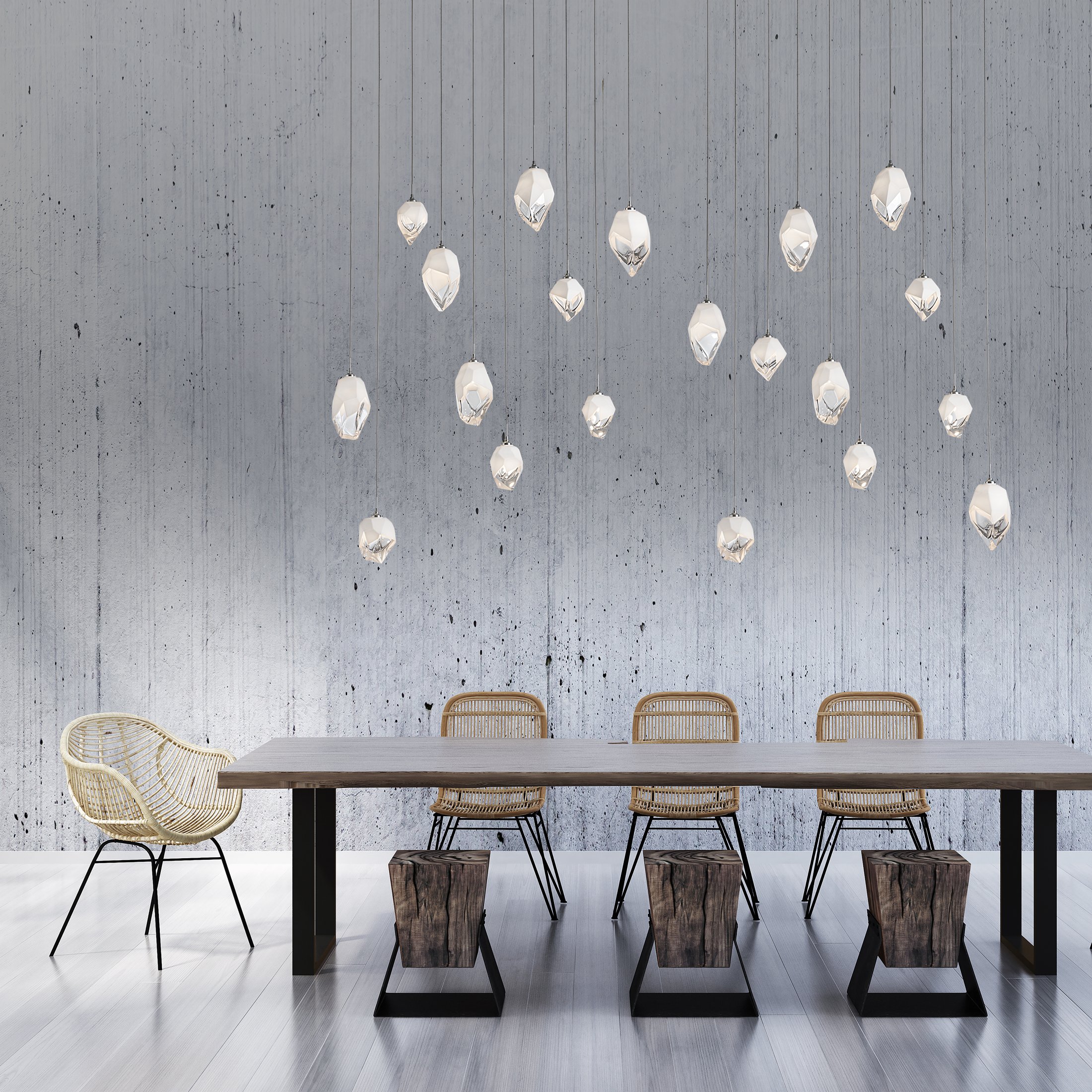 Chrysalis 10-Light Mixed Crystal Pendant | by Hubbardton Forge