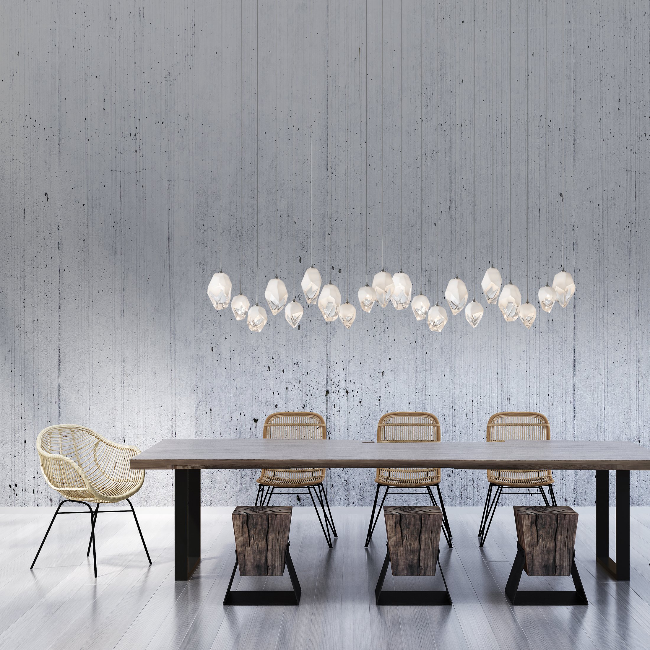 バシャール・シリウス・ドルフィン・クリスタル Chrysalis 10-Light Mixed Crystal Pendant | by Hubbardton Forge