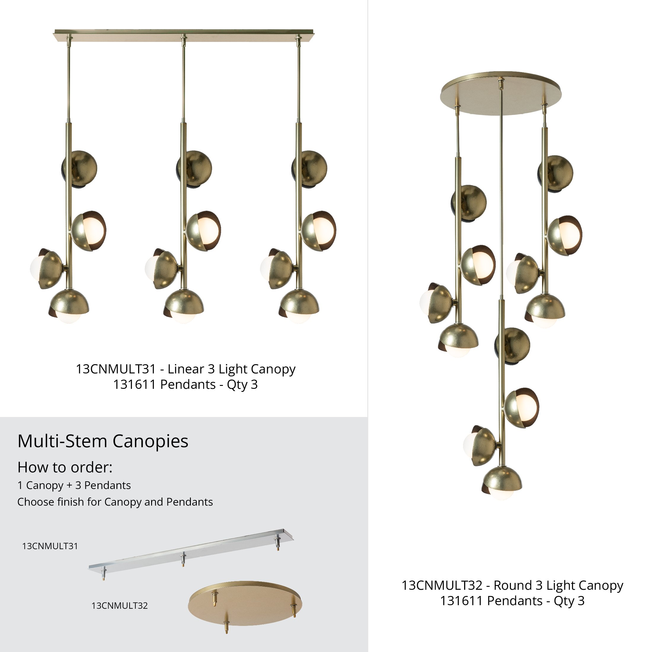 Brooklyn 4-Light Double Shade Vertical Pendant | by Hubbardton
