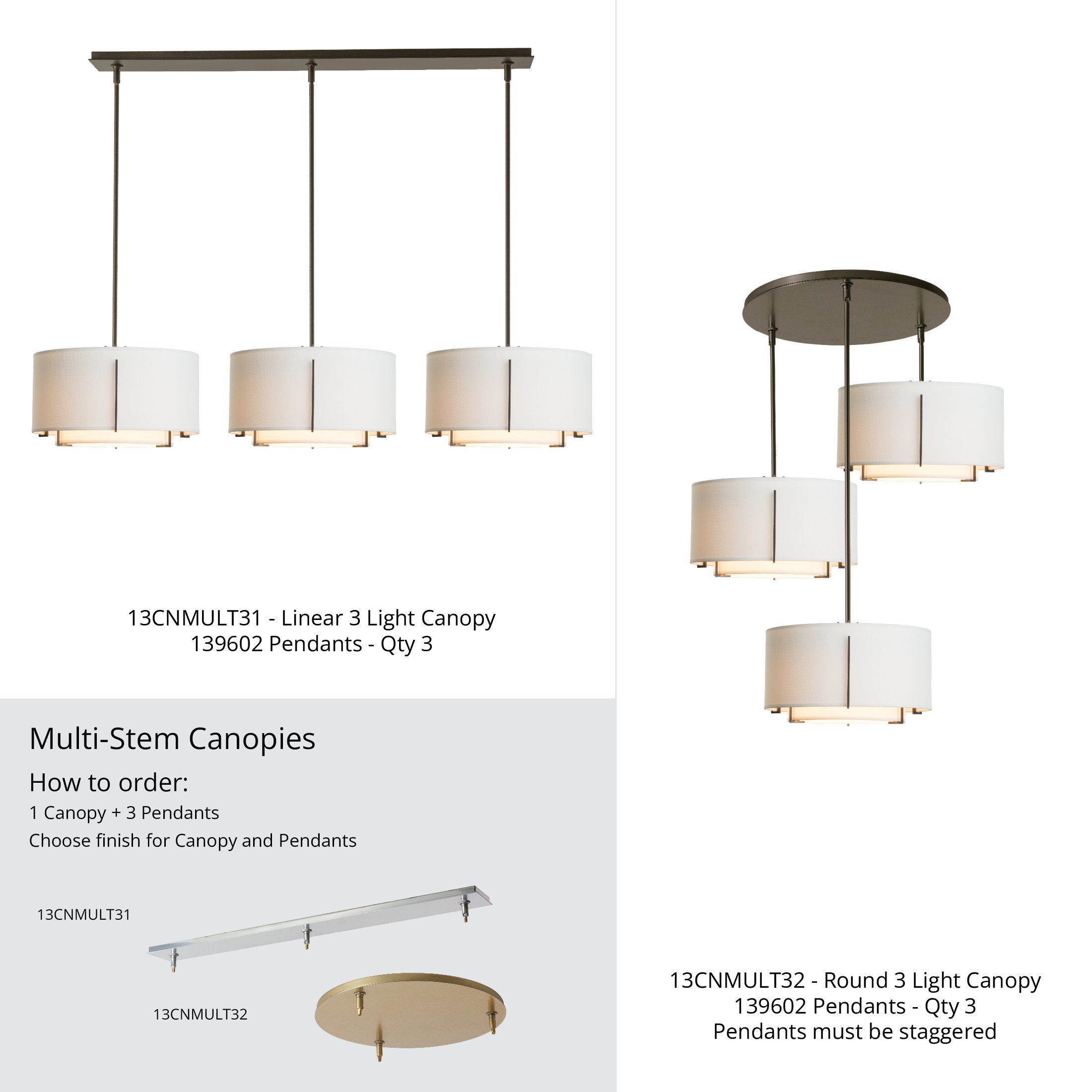 Exos Small Double Shade Pendant | by Hubbardton Forge | 139602