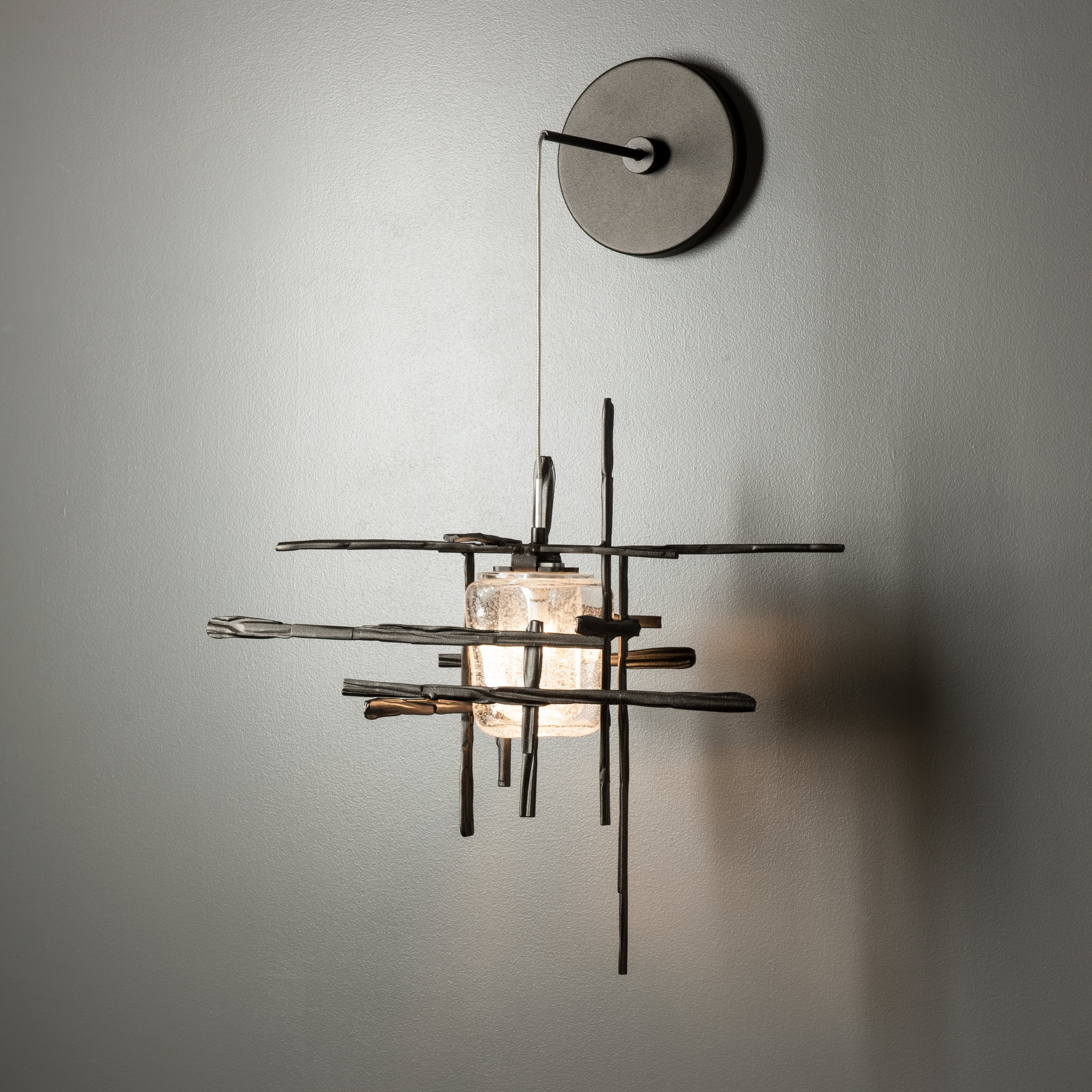 Seeded glass sconce top